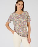 T-shirt met korte mouwen verweerd breisel met print