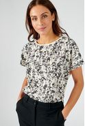 T-shirt in 2 stoffen met print vooraan