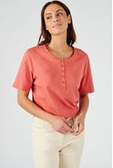 T-shirt pur coton col fantaisie