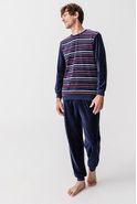 Pyjama in gestreept velourstricot