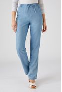 Broek rechte pijpen Chambray, zuiver katoen