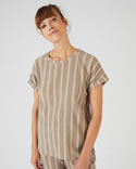 Gestreept gebreid T-shirt met structuur