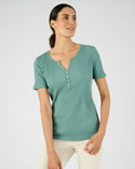 T-shirt avec jeux de fines côtes pur coton