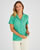 Overhemdblouse crêpe stof geborduurd