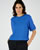 T-shirt met boothals van twee materialen