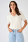 T-shirt maille côtelée et dentelle