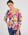 Vest donzig geribd breisel met bloemenprint