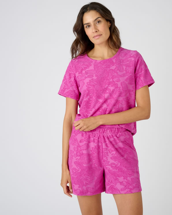 Shortama badstof gestructureerd jacquard