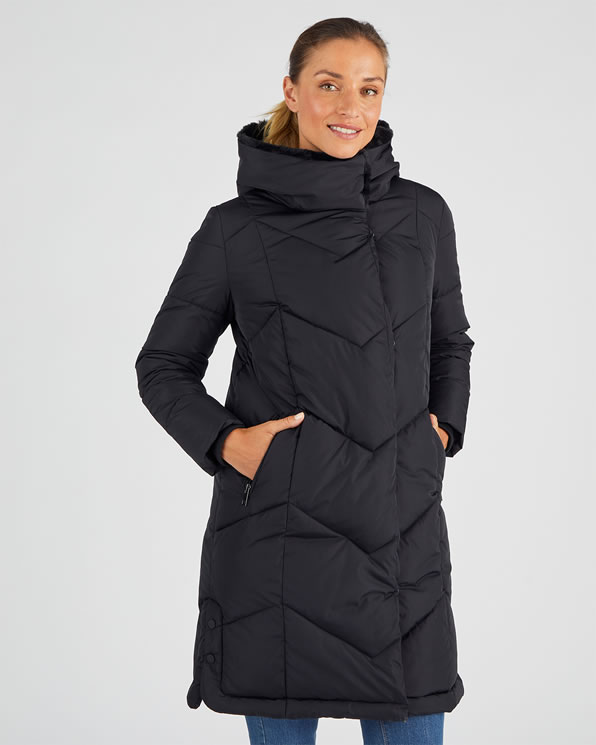 Lange parka, brede kraag, voering van Thermolactyl