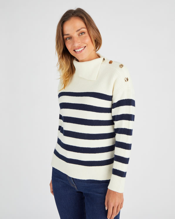 Pull mariniere bouton doré top