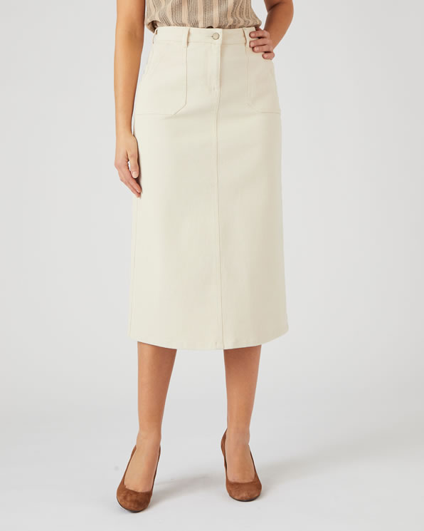 Jupe midi coton stretch Jupes Damart Belgique
