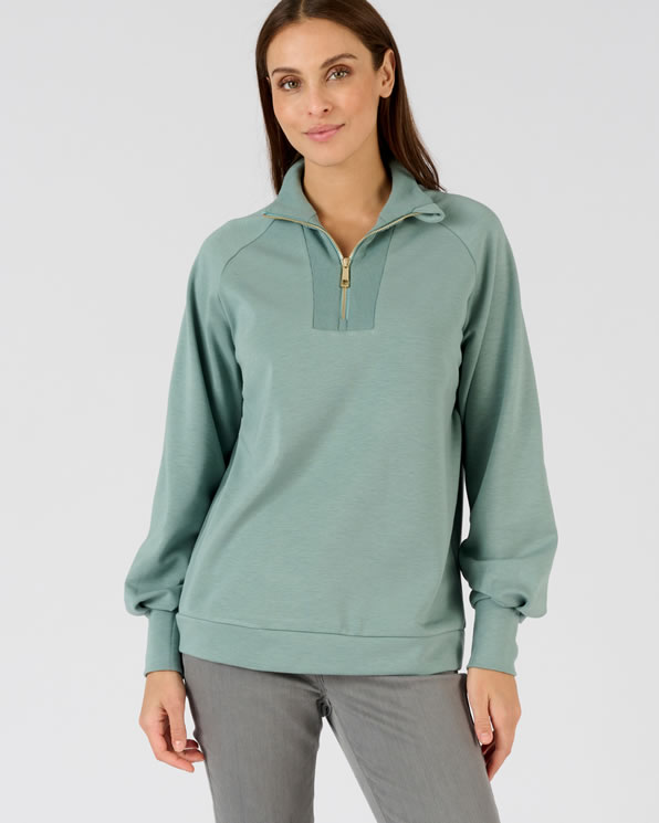 Sweat shirt en molleton col camionneur zippe Pulls et gilets Damart Belgique