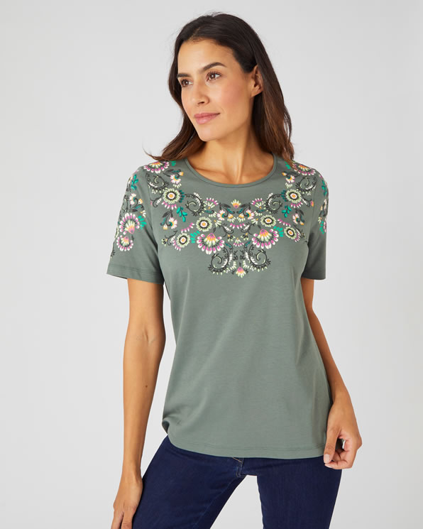 T-shirt impression reliefée pur coton