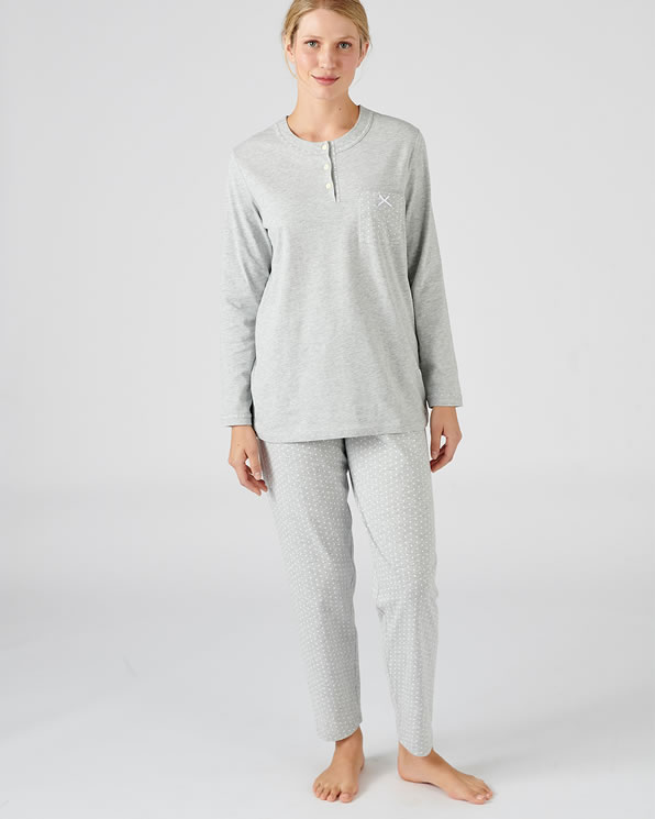 Pyjama gestipt jerseytricot, zuiver kamkatoen