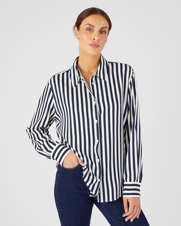 Chemisier rayé fibres pure viscose Lenzing™ EcoVero™