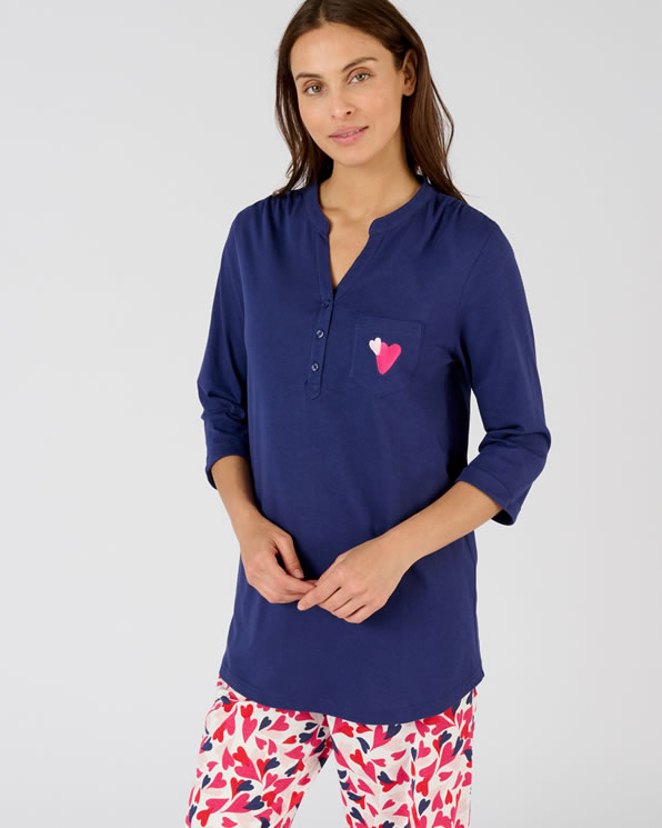 Pyjamashirt van zuiver gekamd katoen