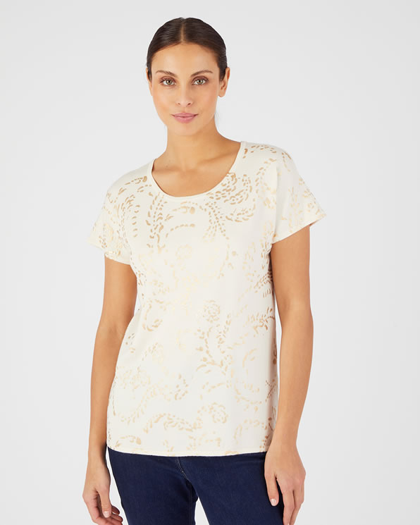 Trui met glanzende print