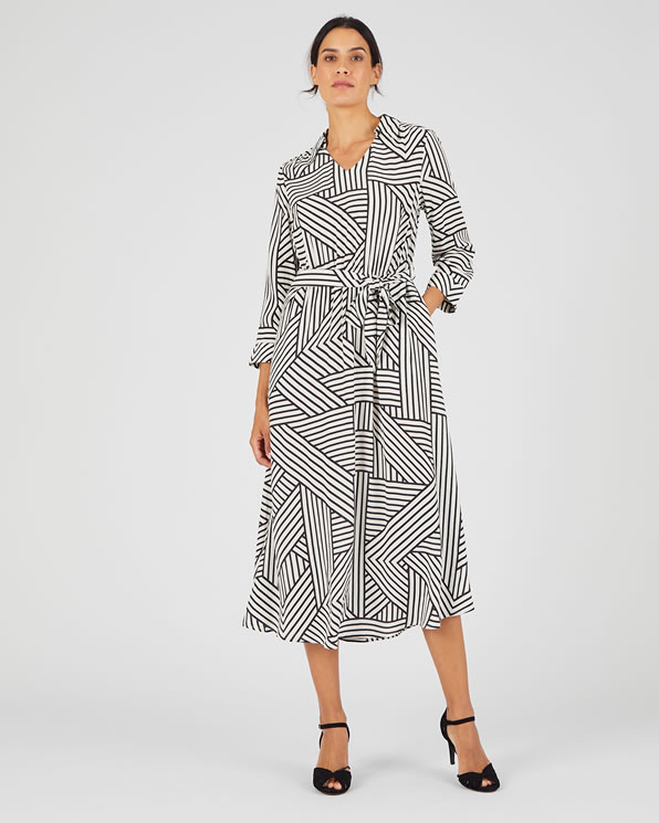Crêpe jurk met grafische print