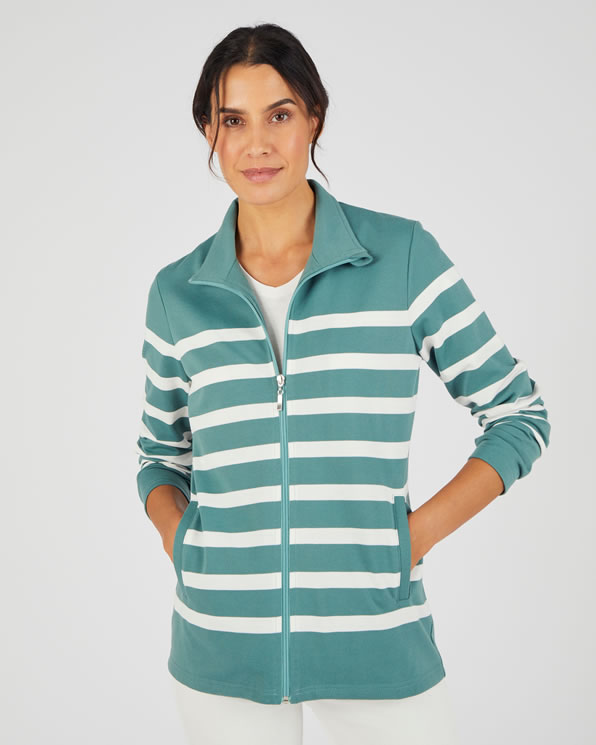Casual gestreept fleece jack