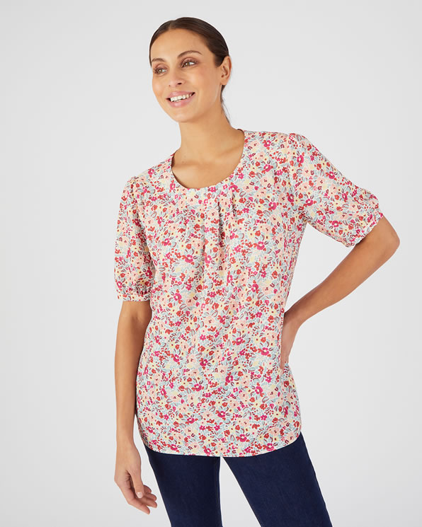 Blouse van crêpe met reliëf en stretch