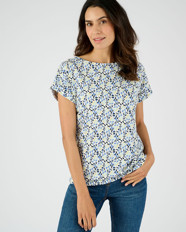 T-shirt met gevlamde botanische print