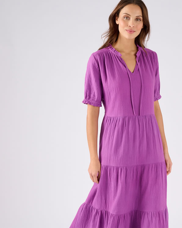 Robe à volants en gaze de coton