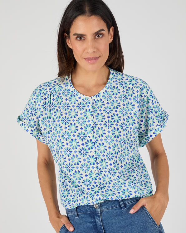 Climatyl geplooide blouse van zuivere viscose