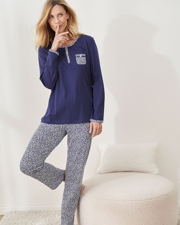 Pyjama van puur gekamd katoen, lange mouwen