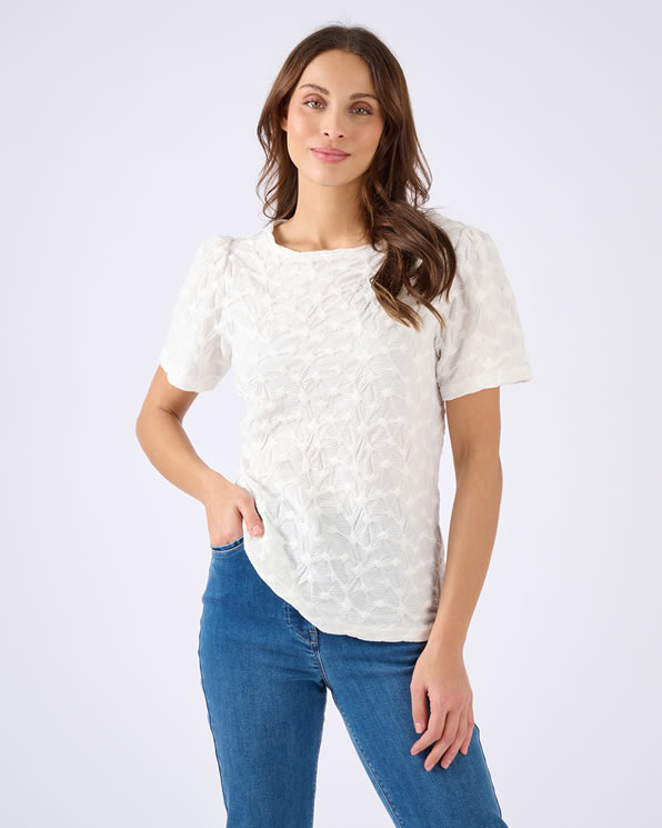 T-shirt van breisel met reliëf