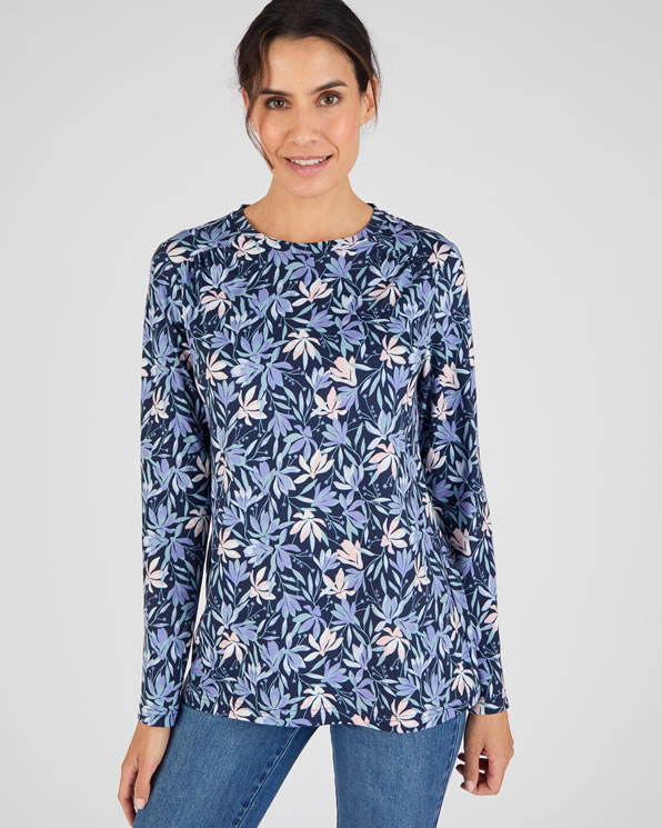 T-shirt maille chaude imprimé végétal