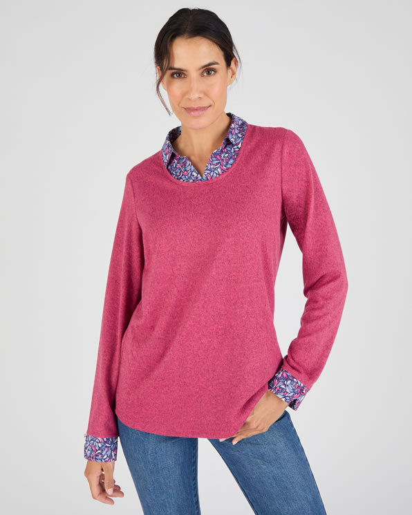 T-shirt effet 2 en 1 maille chaude