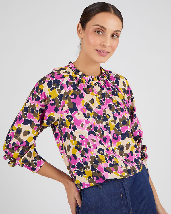 Blouse col volanté pure viscose Lenzing™ EcoVero™