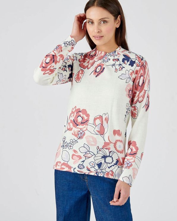 Pull imprimé fleurs très doux
