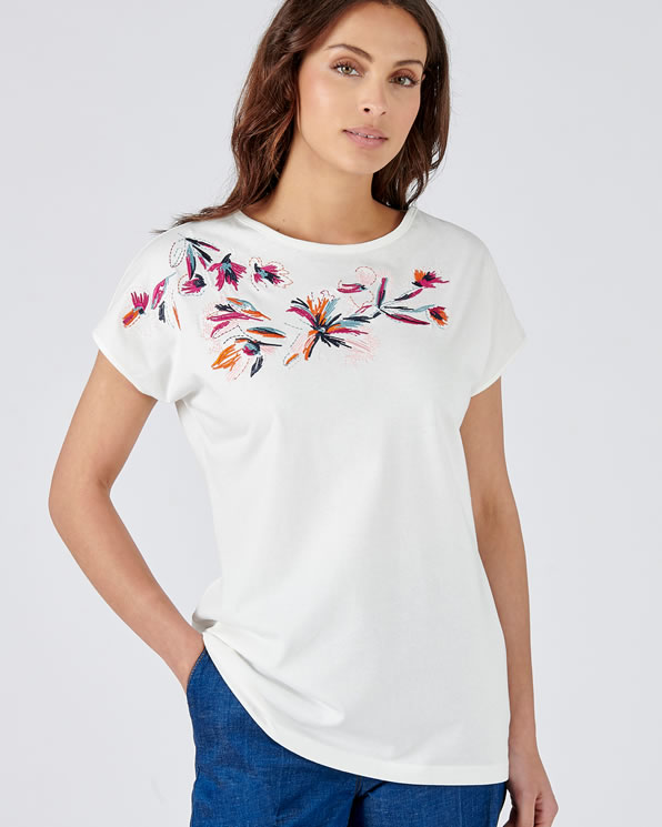 T-shirt maille jersey pur coton biologique brodé