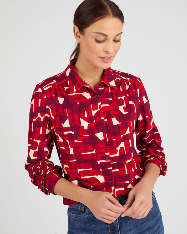 Lenzing(TM) EcoVero(TM) viscosevezel vloeiende gebreide blouse