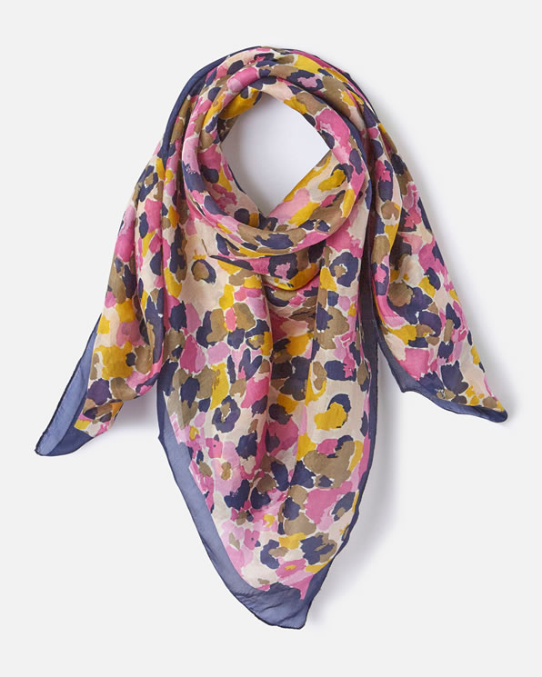 Foulard pure soie fleuri esprit tachiste