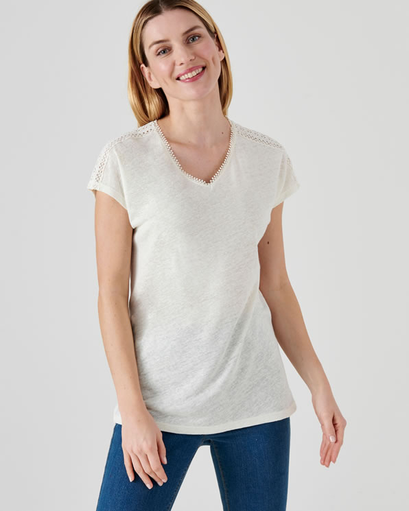 T-shirt brillant *mélange lin et viscose