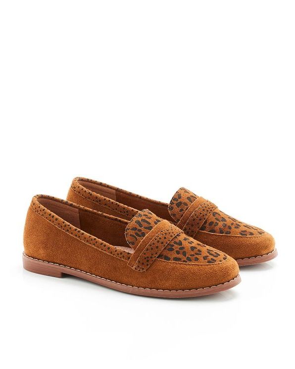 Mocassins croûte de cuir vachette fantaisie