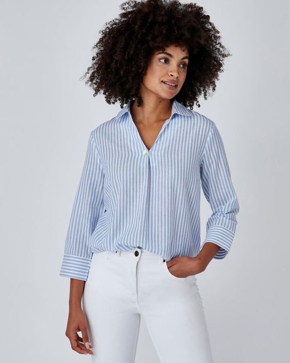 Blouse rayée et fils métallisés