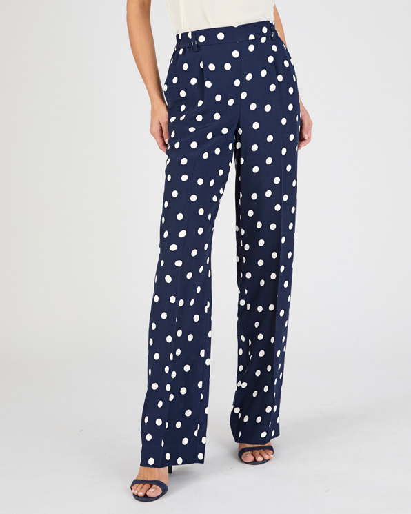 Broek wijd soepele viscose stippenprint