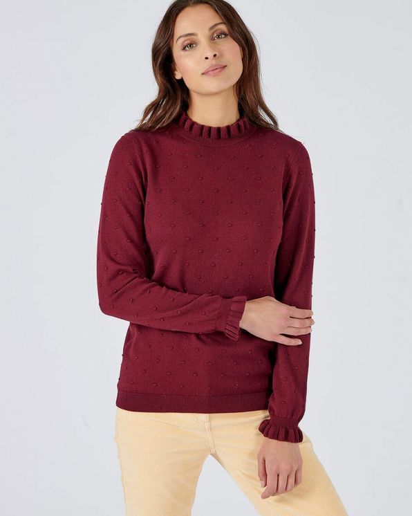 Pull col volanté maille fantaisie fine et chaude