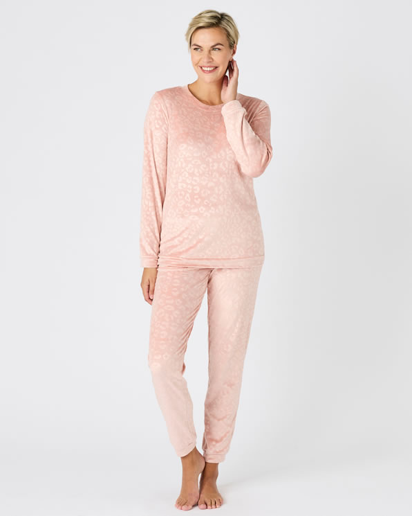 Pyjama velours reliëf met Thermolactyl-label