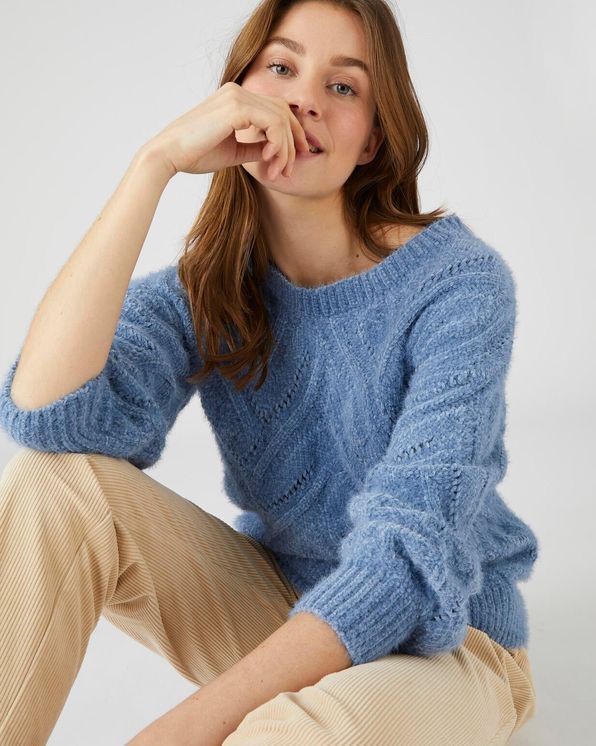 Pull maille poilue et fantaisie