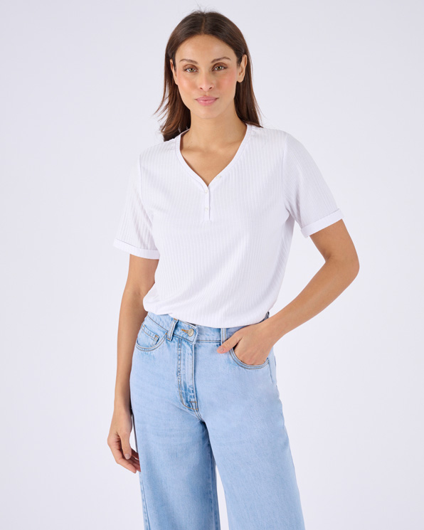 T-shirt col tunisien boutonné