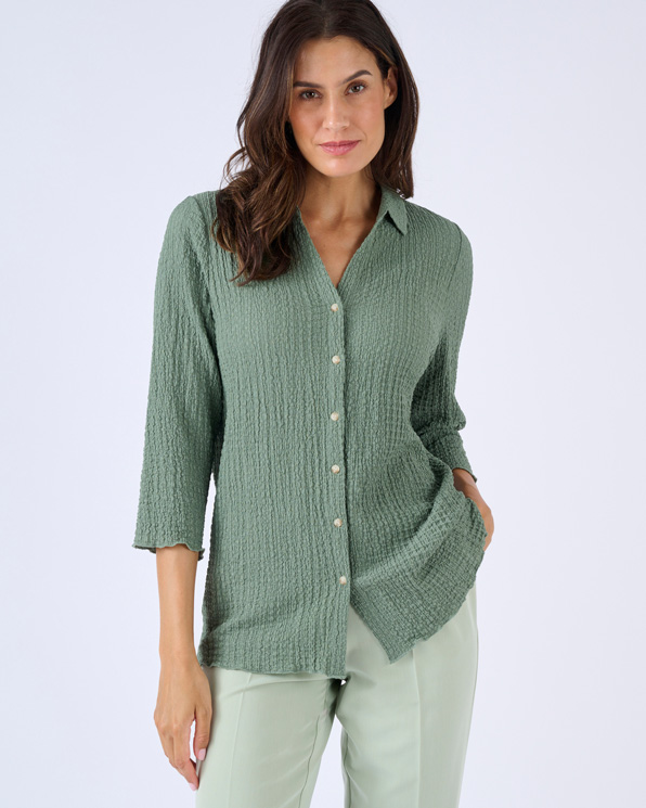 Overhemdblouse tricot reliëf