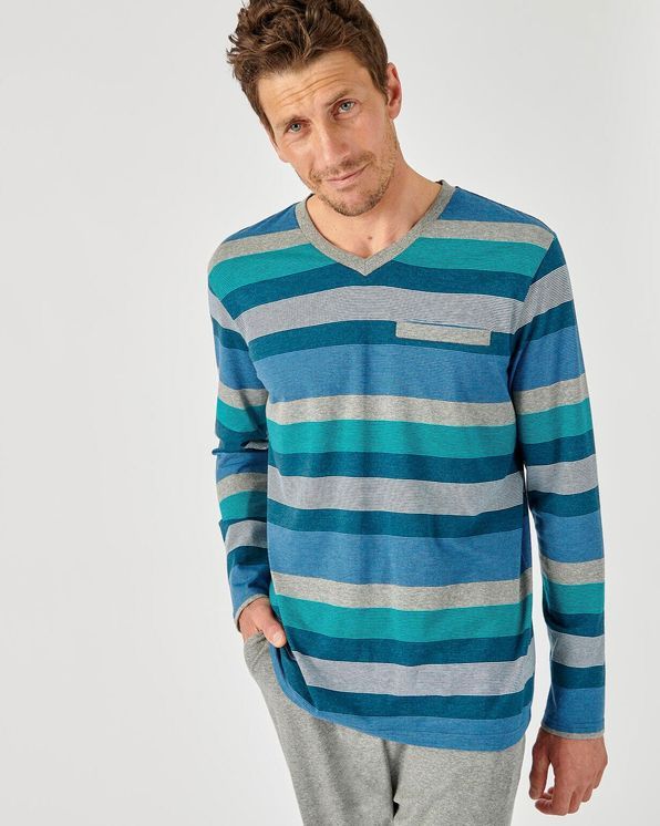 Pyjama rayé maille jersey coton mélangé