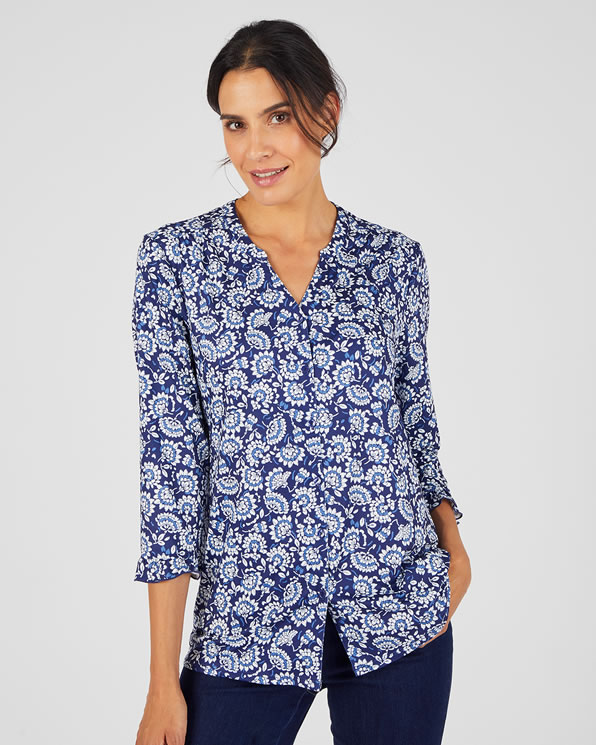Chemisier maille chaude fleuri