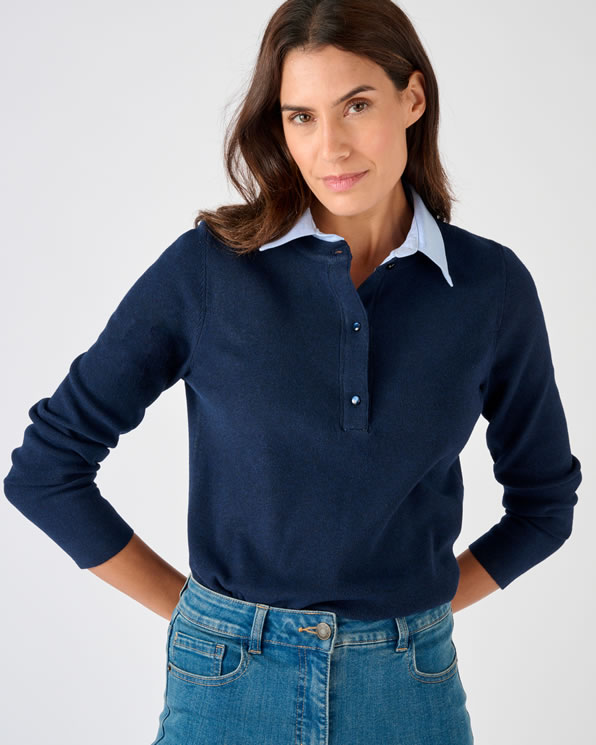 Trui overhemdkraag Chambray met Thermolactyl-label