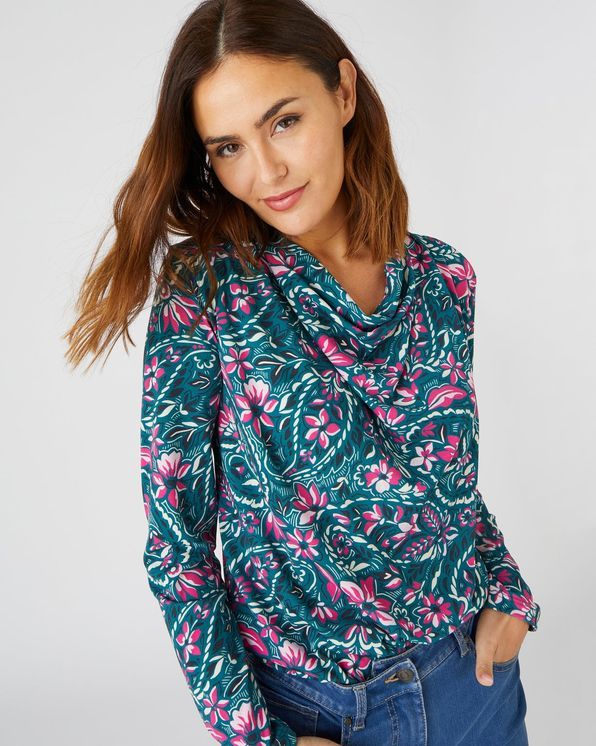 Gebloemd T-shirt in crêpe