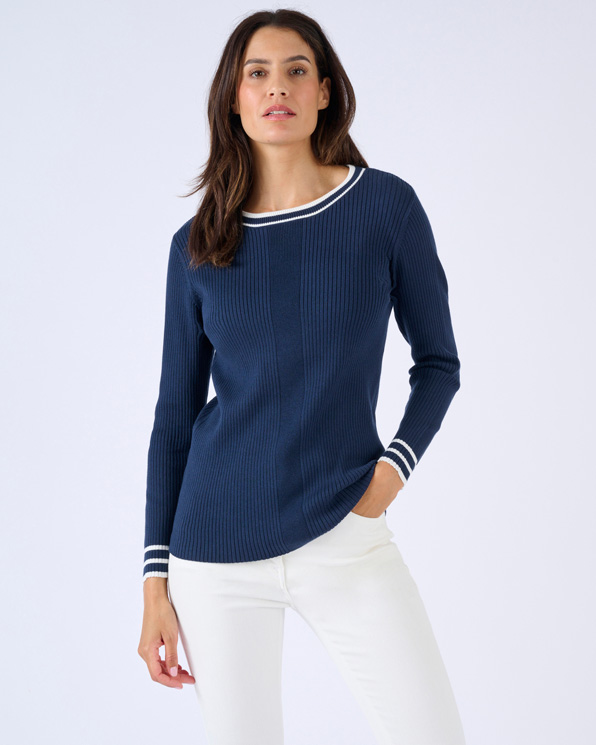 Trui platte rib fantasie